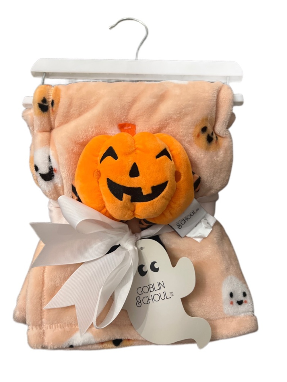 Goblin & Ghoul halloween baby blanket Ghosts And Jack-o’-lantern rattle set